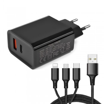 Samsung GALAXY Z FLIP 5G' Cargador Adaptador PD QC 3.0 Dual Port + USB 3in1