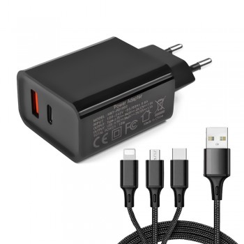 Xiaomi Mi 6 Cargador Adaptador PD QC 3.0 Dual Port + USB 3in1