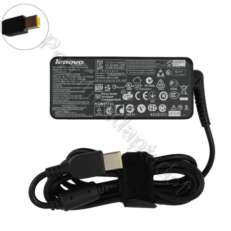 45W Original Lenovo ThinkPad T470 20HD0006 Adaptador de CA Cargador + Cable